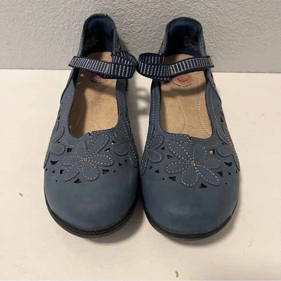 Earth Spirit Gelron 2000 Mary Jane Blue Sintetico Floral Flower Women's Size 10 - Picture 2 of 8
